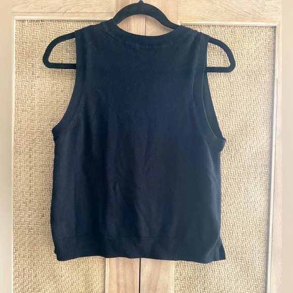 Banana Republic Sleeveless Sweater Tank Top Layers Size Medium Black Crew Neck - Picture 3 of 7